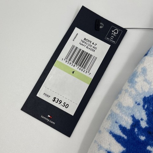 Tommy Hilfiger Boys 4 Joggers Sweatpants Logo Drawstring Tie Dye Blue White NWT - Picture 6 of 7