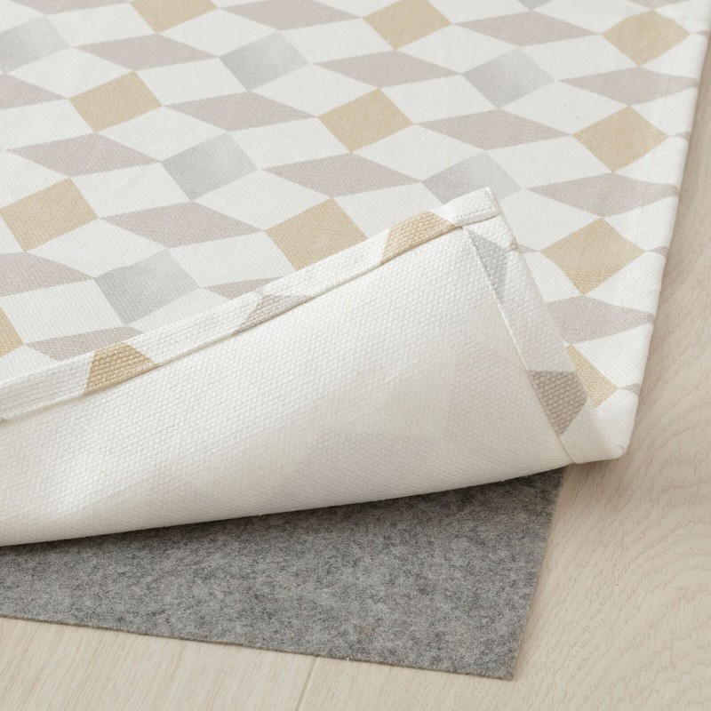 IKEA Gokvalla Floor Mat - Contemporary Geometric Pattern White/Taupe/Silver/Gold