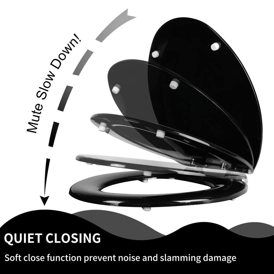 Angel Shield Toilet Seat with Zinc Alloy Hinges QuietClose Quick