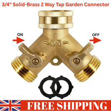 2 Way Garden Double Tap Connector Brass Watering Hose Pipe Faucet Splitter UK