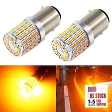 BAY15D 1157 Orange Yellow LED Bulbs Super Bright 3014 72-SMD 1157 Amber Yellow