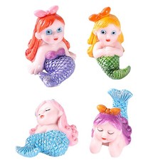 4 Pcs Tabletop Mermaid Decor Fish Tank Mini Landscape Ornament Micro