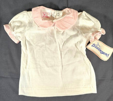 Vintage Baby Girl BUSTER BROWN 6-9 Months White Pink Stripes Top Shirt TAGS NOS