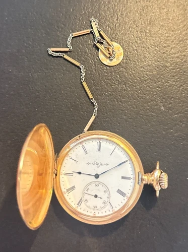 Antique Elgin Pocket Watch in Solid 14K Gold Case – 15 Jewels – Running