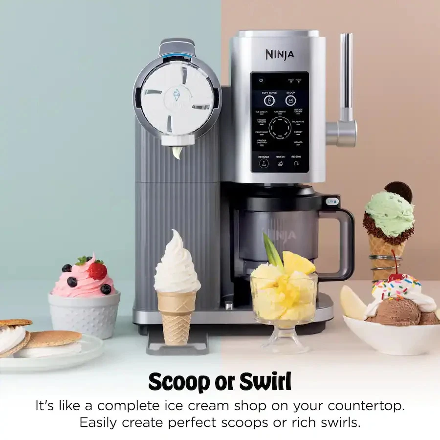 Ninja CREAMi Swirl 13-in-1 Ice Cream Maker & Soft Serve Machine NC701 Silver NEW
Opens in a new wind