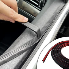 Black V-Shaped Rubber Car Window Seal Weather Stripping, 13.12Ft X 0.6In, Silent