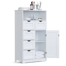 Bathroom Storage Cabinet with 5 Drawers and 1 Door for Kitchen Living room Use