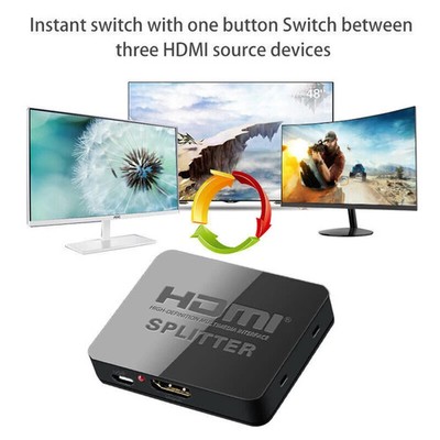 1 In 2 Out Portable HDMI Splitter 1080P 4K 1X2 HDCP Stripper 3D Power Amplifier