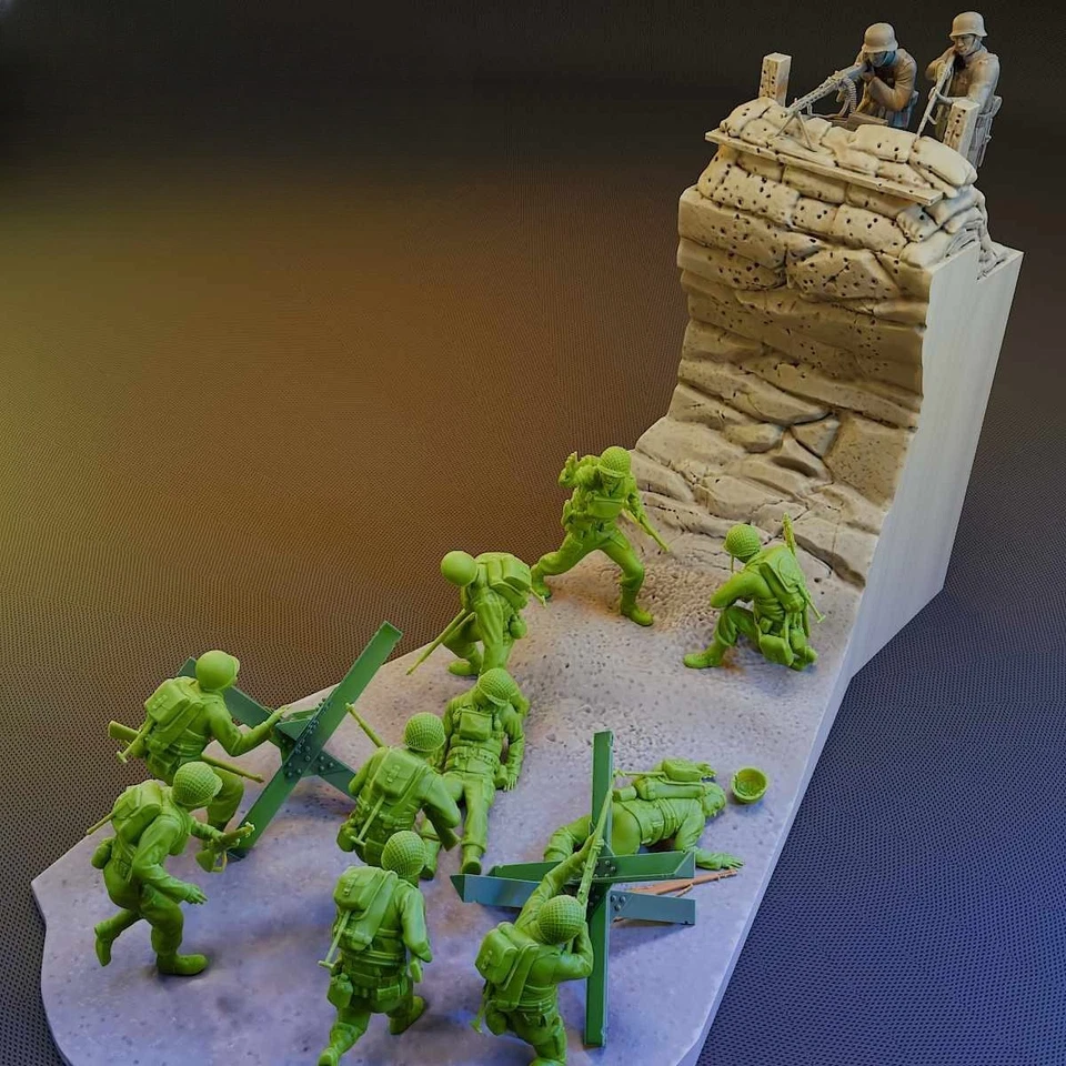 Maßstab 1:35 WwII US Militär Landung am Omaha Beach 12 Figuren Resin Modellbausatz  - Bild 4 von 4