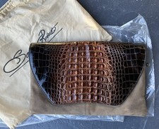 Vintage Sondra Roberts Brown Croc Print Clutch Shoulder Bag Purse