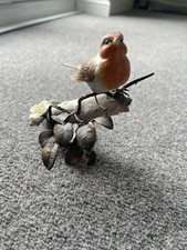 Albany Fine China Porcelain & Metal Robin Figure Figurine Ornament Vintage