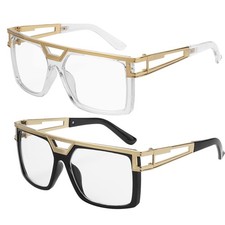 90s Sunglasses 2 Pairs Vintage Hip Hop DJ Rapper Square Retro Gold Frame