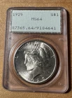 1925 Peace Dollar $1 PCGS MS64 Old Rattler Holder 90% Silver