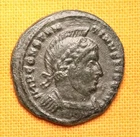 Ancient Roman Constantinus Bronze Coin, AE Follis, Helmeted! TT Ticinum