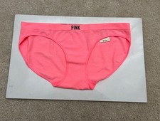 NWT Vintage Victoria s Secret PINK YOGA Coral Logo Seamless Bikini Panties Small
