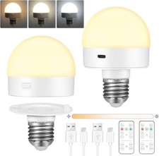 2/4X LED Rechargeable Light Bulbs E27 Battery Operated Light Bulb Wireless Light