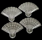 Set Of 4 Vintage Anchor Hocking Fan Shaped Snack Plates Daisy and Button Design