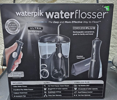 Waterpik Water Flosser Ultra WP-112W Cordless Plus WP-462W Combo Travel Case