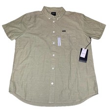  60 NWT RVCA That'll Do Dobby SS Button Down Shirt Dobby Army Green Size Med