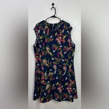 Gabby Skye Women's Blue Floral Sleeveless Dress Fit Flare Plus Sz 22W Back Zip