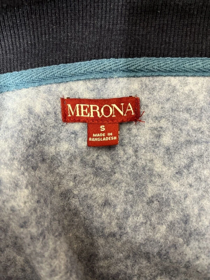 Sudadera Merona Activewear Para Hombre Talla S Azul Cuello Alto 1/4 Cremallera Manga Larga Foto 3 de 4