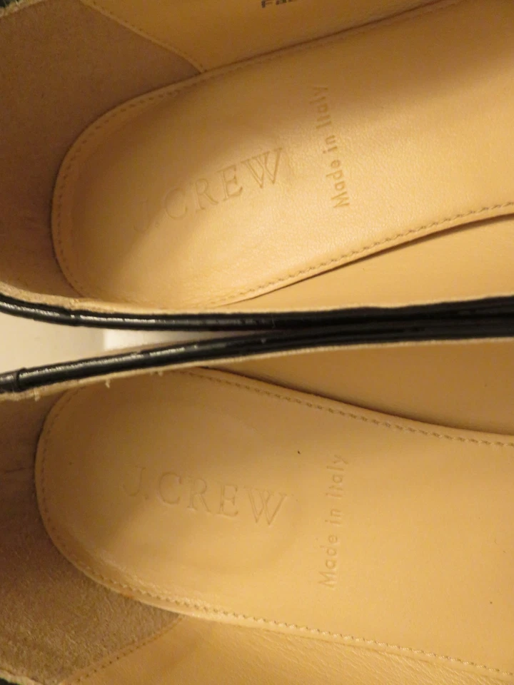 J Crew Collection Nora Talla 7 Lona Ballet Pisos/Zapatos Rojo/Blanco Vacaciones Rayas Foto 4 de 4