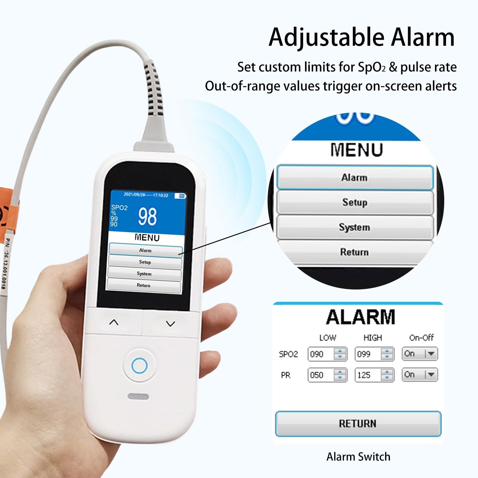 Handheld Pulse Oximeter for kids - Continuous Oxygen & Heart Rate Monitor wit...