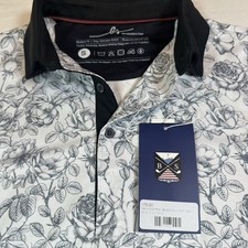 Boston Scott GEN 1, Mens Golf Polo NWT, Blue Floral Size S, Anti Wrinkle, UPF50