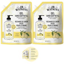 J.R. Watkins Hand Soap Refill Liquid Gel Moisturizing Hand Wash Lemon 34oz 2 Pac