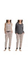 Live Love Lounge Pajama Set Cozy Leopard 3-Piece by Karen Neuburger Size Large
