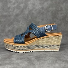 Baretraps Elsa Posture+ Platform Wedge Sandals Braided Blue Womens Size 7 M
