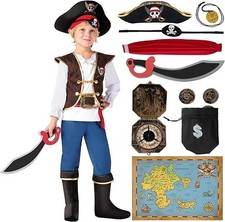 Halloween Pirate Costume Kids Boy Captain Trick Or Treat Themed Party Outfit