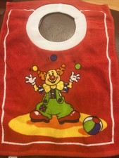 Vintage Red Clowns Circus Over Head Fit Baby Bib