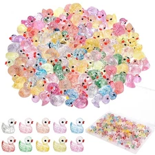 120 Pcs Mini Resin Ducks Glitter Duck Tiny Rubber Ducks to Hide Small Duck An...