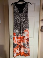 David Emanuel Size 14 Long Sleeveless Dress Animal Print and Floral Pattern (B)