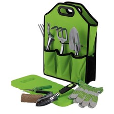 Draper 08998 Aluminium Garden Tools Set 11pc Fork Trowels Gardening Gloves & Bag