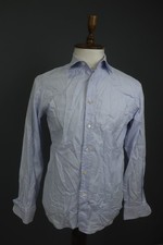 Prada Blue Cotton Long Sleeve Collared Button-Up Dress Shirt Size 39 / 15.5