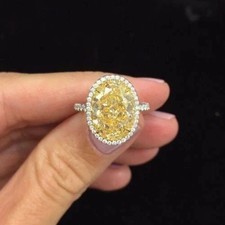 3Ct Oval Cut Lab Created Diamond 14K White Gold FN Halo Engagement/Wedding Ring