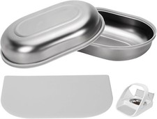 Pet Feeder Bowls Stainless Steel 2 Pcs Food Mat Microchip Compatible Keeps Fresh