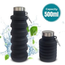 500ml Collapsible Silicone Drink Foldable Water Bottle Outdoor Sport Travel Run