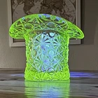 🟢 Vintage Fenton Daisy & Buttons Uranium Vaseline Glass Top Hat – 2.5”