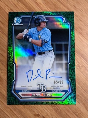 Daniel Pierce 2026 Bowman - 1st Chrome Auto Green Grass /99 Tampa Bay CPA-DP