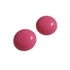 Pink Clip On Round Earrings Vintage Costume Jewelry Retro Design 1 Inch Pair
