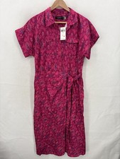 Lauren Ralph Lauren Dress Womens 10 Fuchsia Ikat Belted Shirt Midi Print Preppy