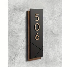 3D Custom Acrylic Door Plaque - Personalized Black & Golden House Number Sign