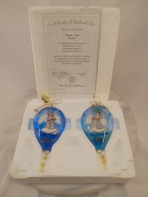 Bradford Exchange Sandra Kuck Wish Upon a Star ''Hope+Peace'' Christmas Ornaments