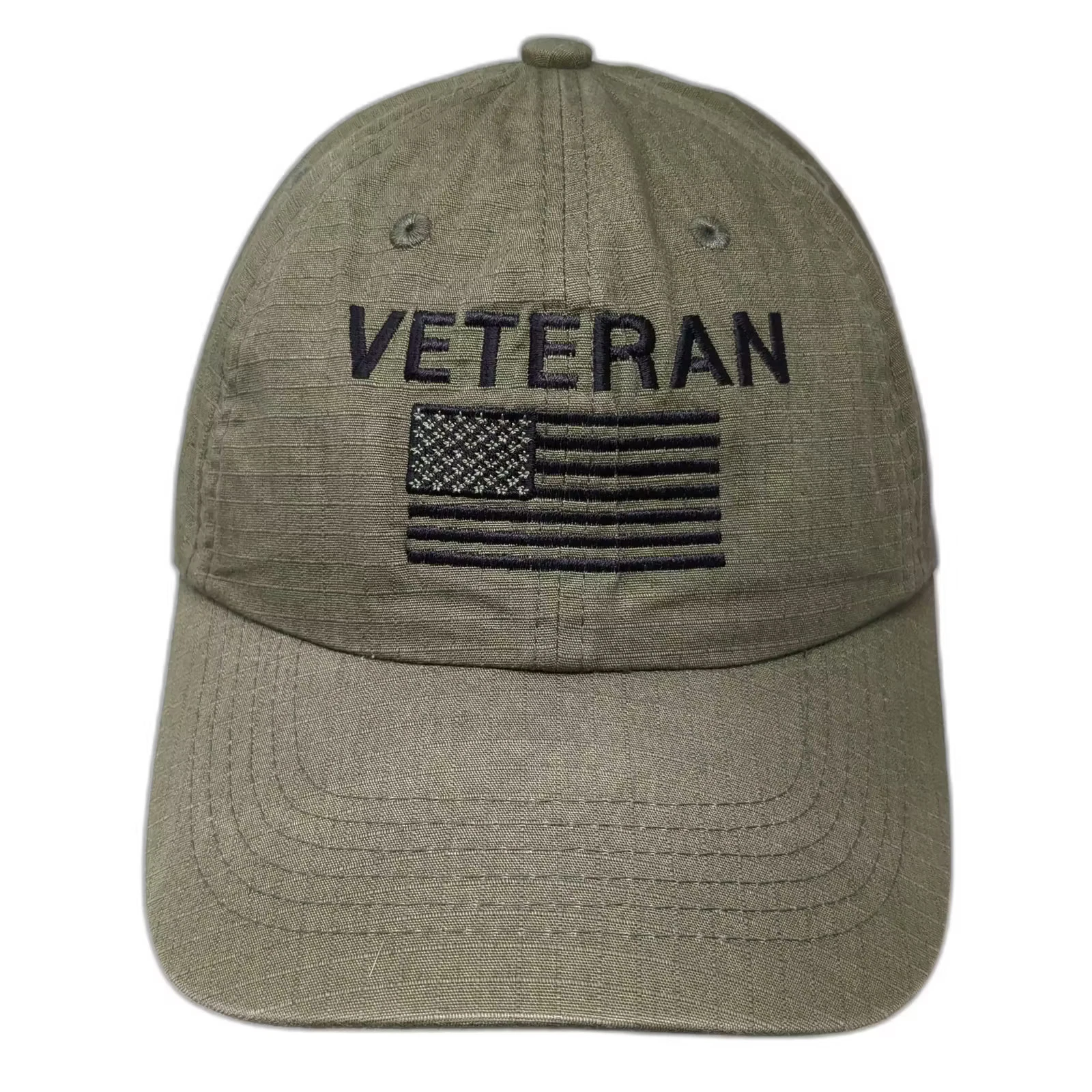 Port Authority Green Baseball Cap OS Veteran American Flag Adjustable Hat