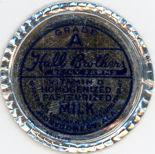 Milk Bottle Cap Cover - Hall Brothers Dairy Farms - Montgomery, AL (Alabama)(#5)