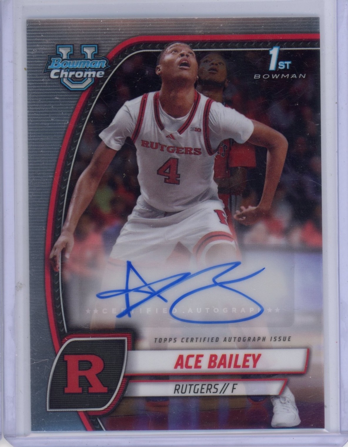 2024-25 Bowman Chrome U Ace Bailey Auto 1st Prospect #1 Signed Rutgers