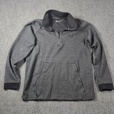 Under Armour Men's Gray Fitted 1/4 Zip Mock Neck Pullover L/S Cotton Poly LG
